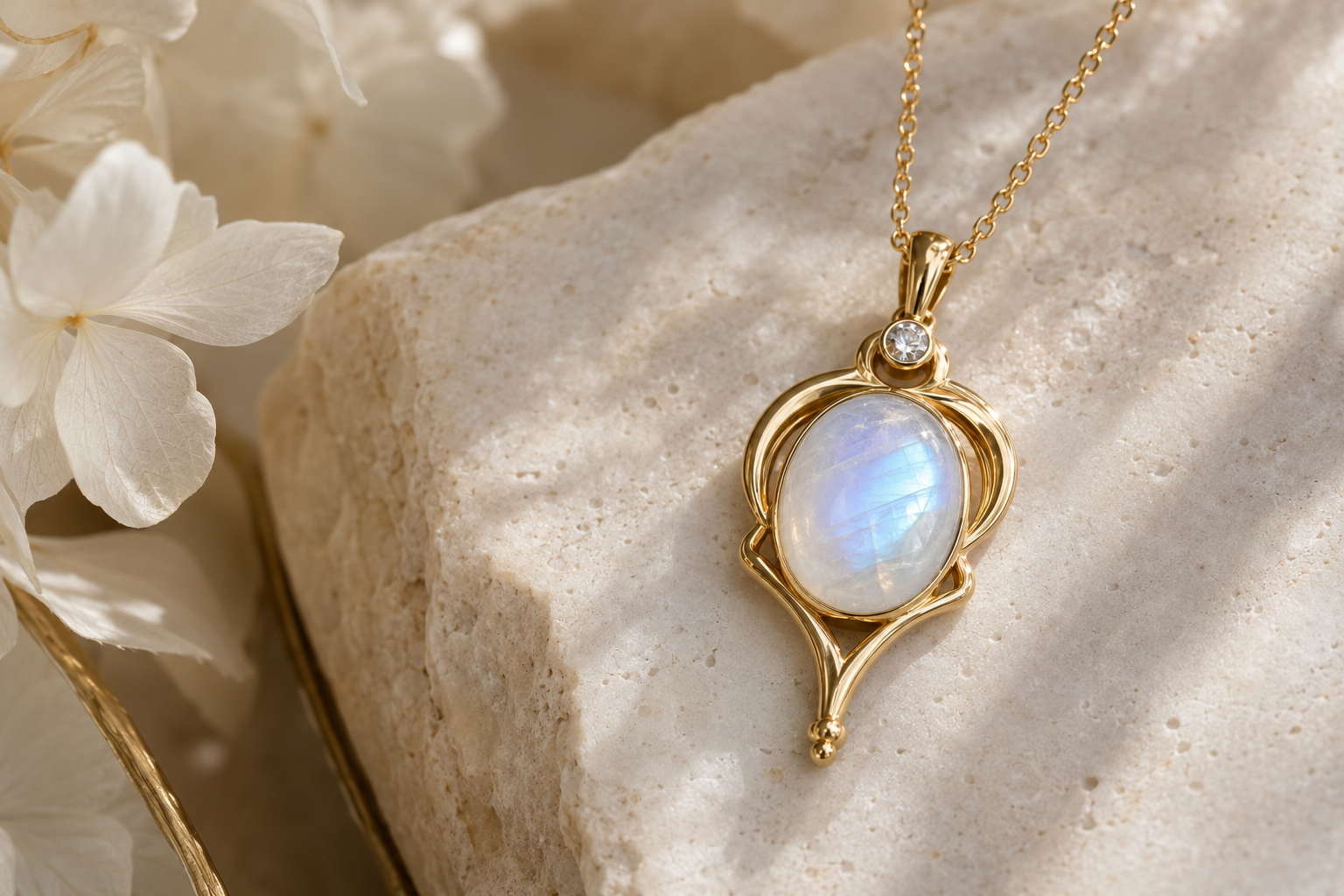 Moonstone gemstone jewelry guide featuring handcrafted Piayuli Moonstone Feminine Energy Necklace