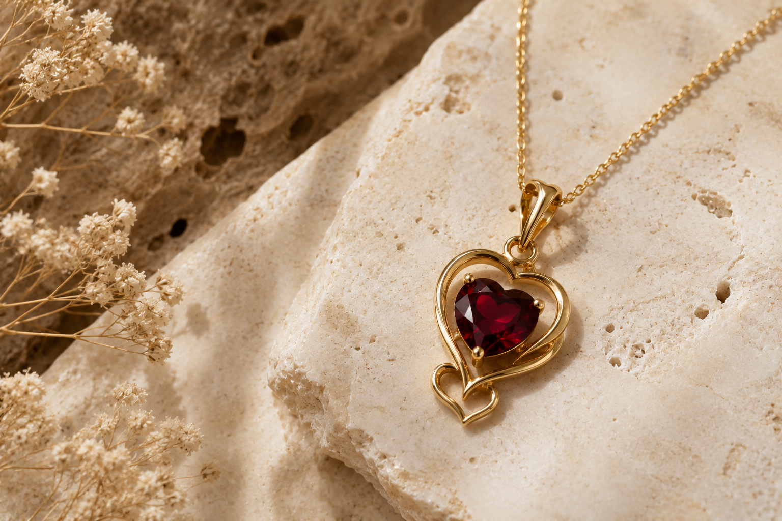 Garnet gemstone jewelry guide featuring handcrafted Piayuli Completed Hearts Garnet Necklace