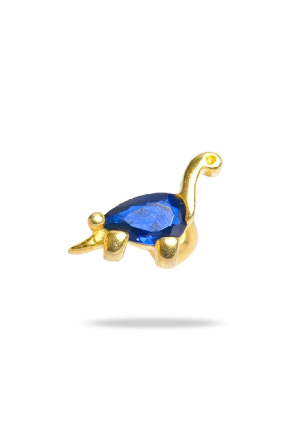 Blue Dinosaur baby earrings in 18K gold by Piayuli