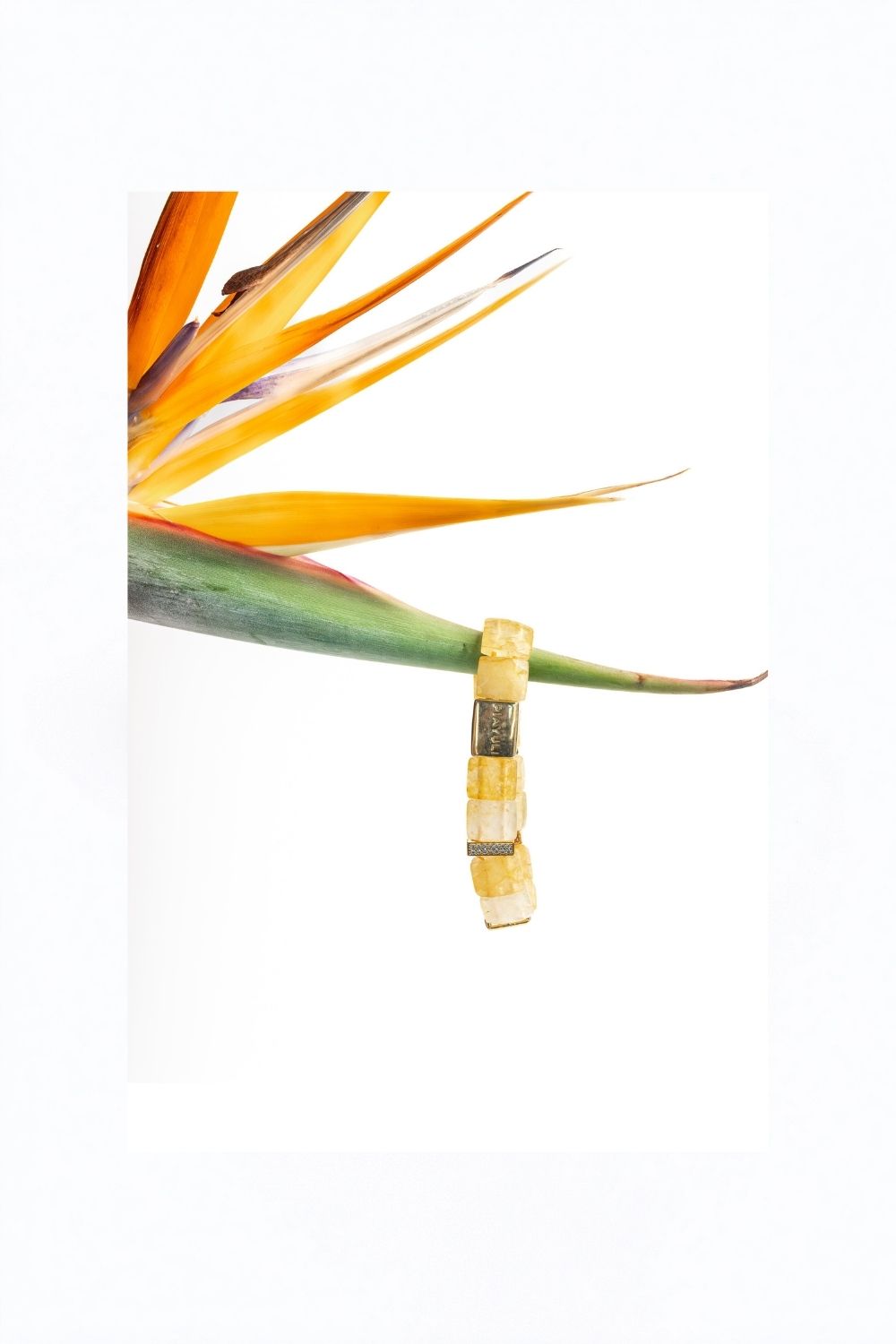 Natural citrine gemstone detail on the Piayuli prosperity bracelet