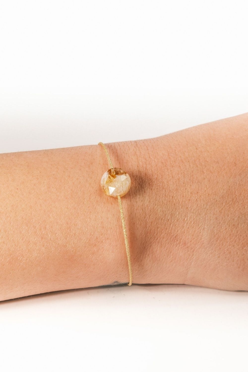 Close-up of natural citrine on Fortune Abundance Citrine Bracelet