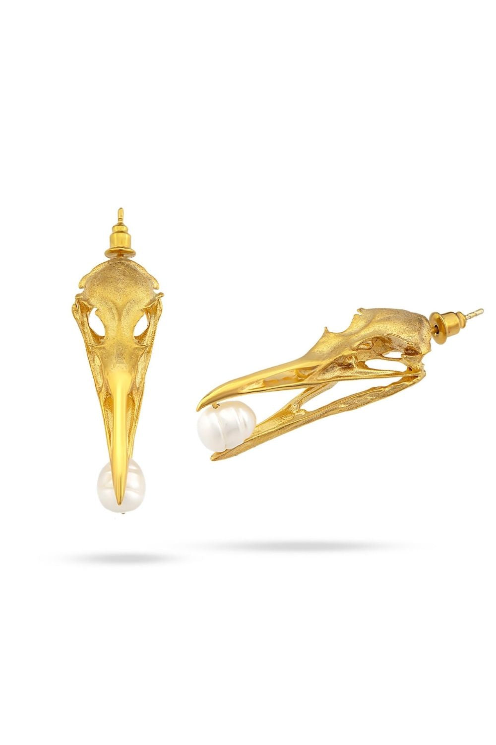 Piayuli Freedom Pearl Earrings handcrafted in 22K gold plated brass