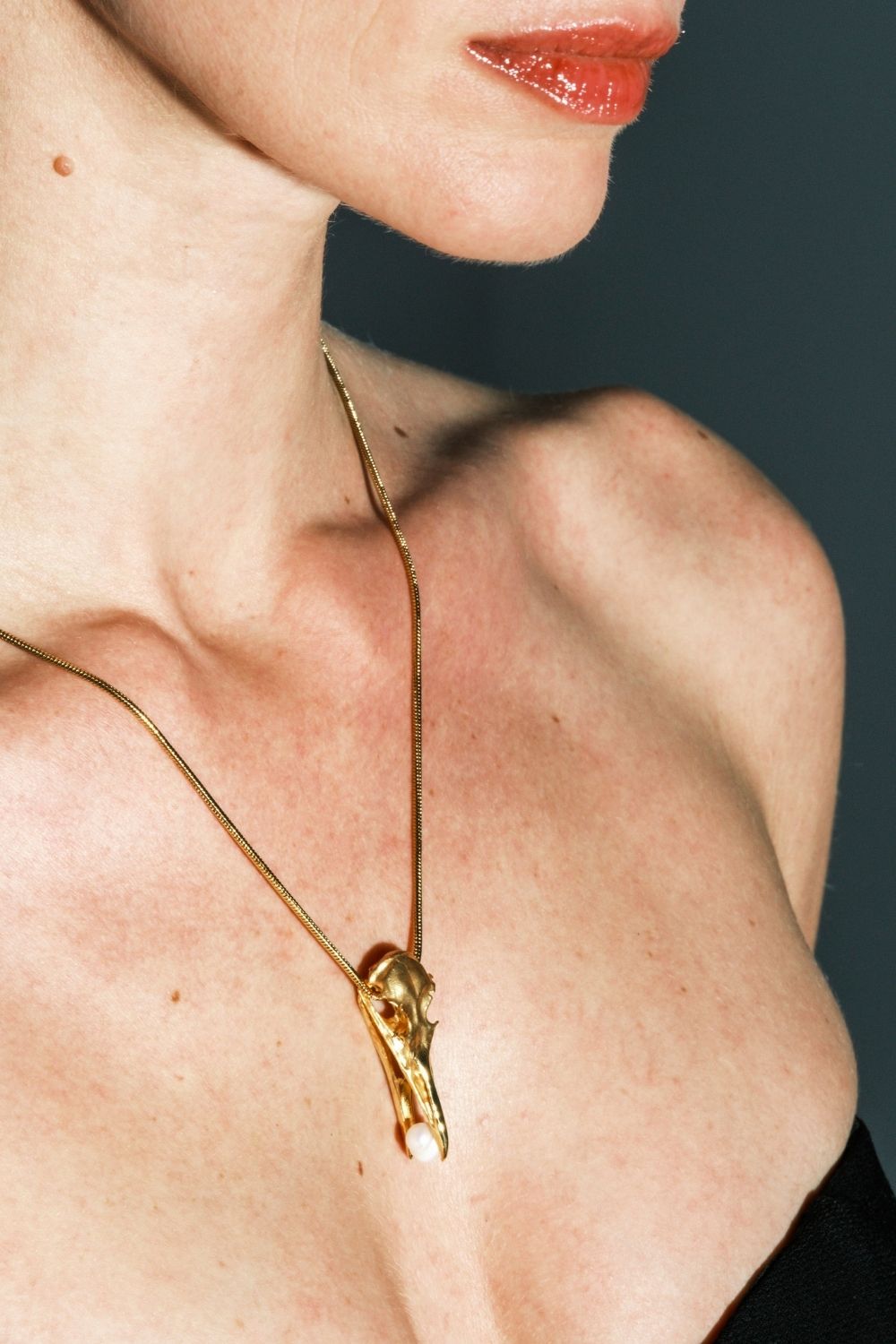 Side profile of the Freedom Pearl Necklace showcasing craftsmanship