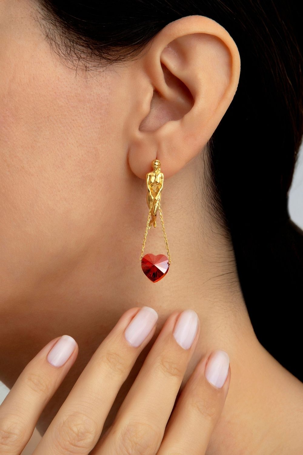 Woman wearing Lovers Earrings by Piayuli