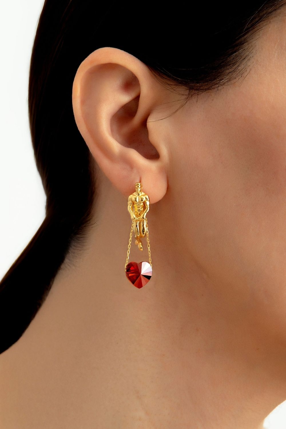 Side profile of the Lovers Earrings showcasing artistic craftsmanship