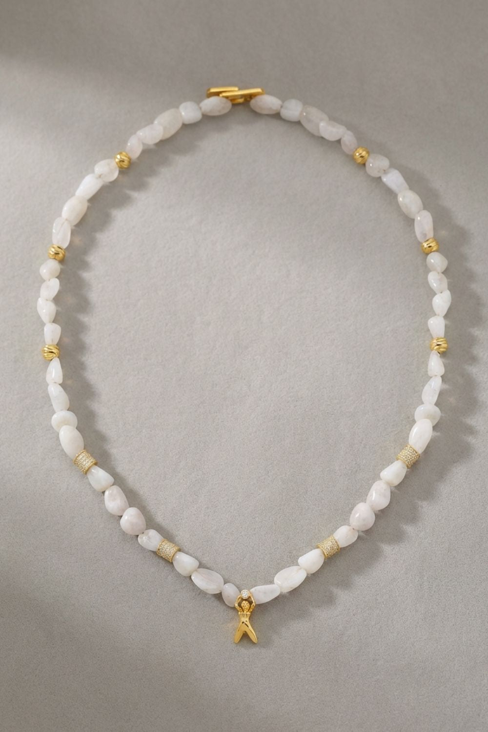 Zazel sculpture detail on Moonstone Feminine Energy Necklace