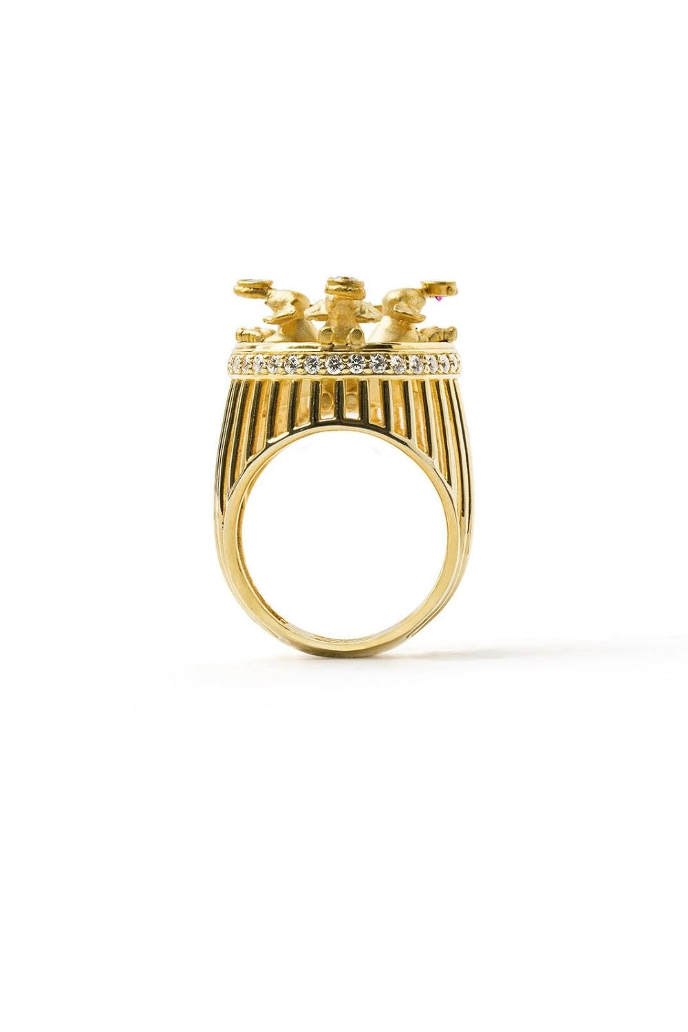 Piayuli Off To Savannah Ring featuring three elephant figures
