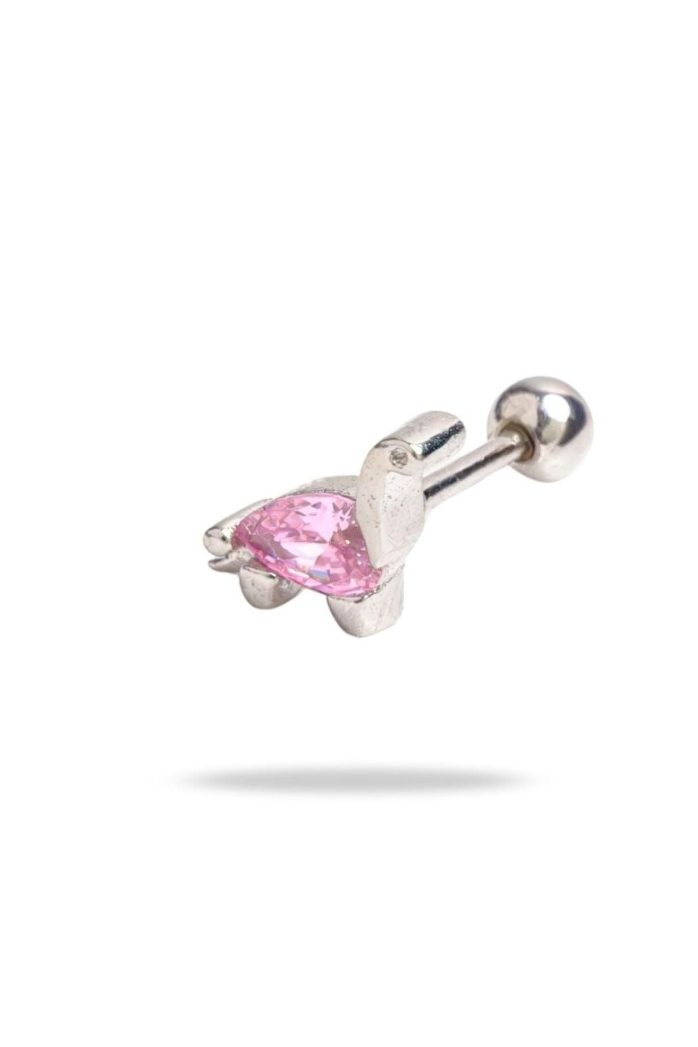 Special cut sapphire detail on Pink Dinosaur Baby Earrings