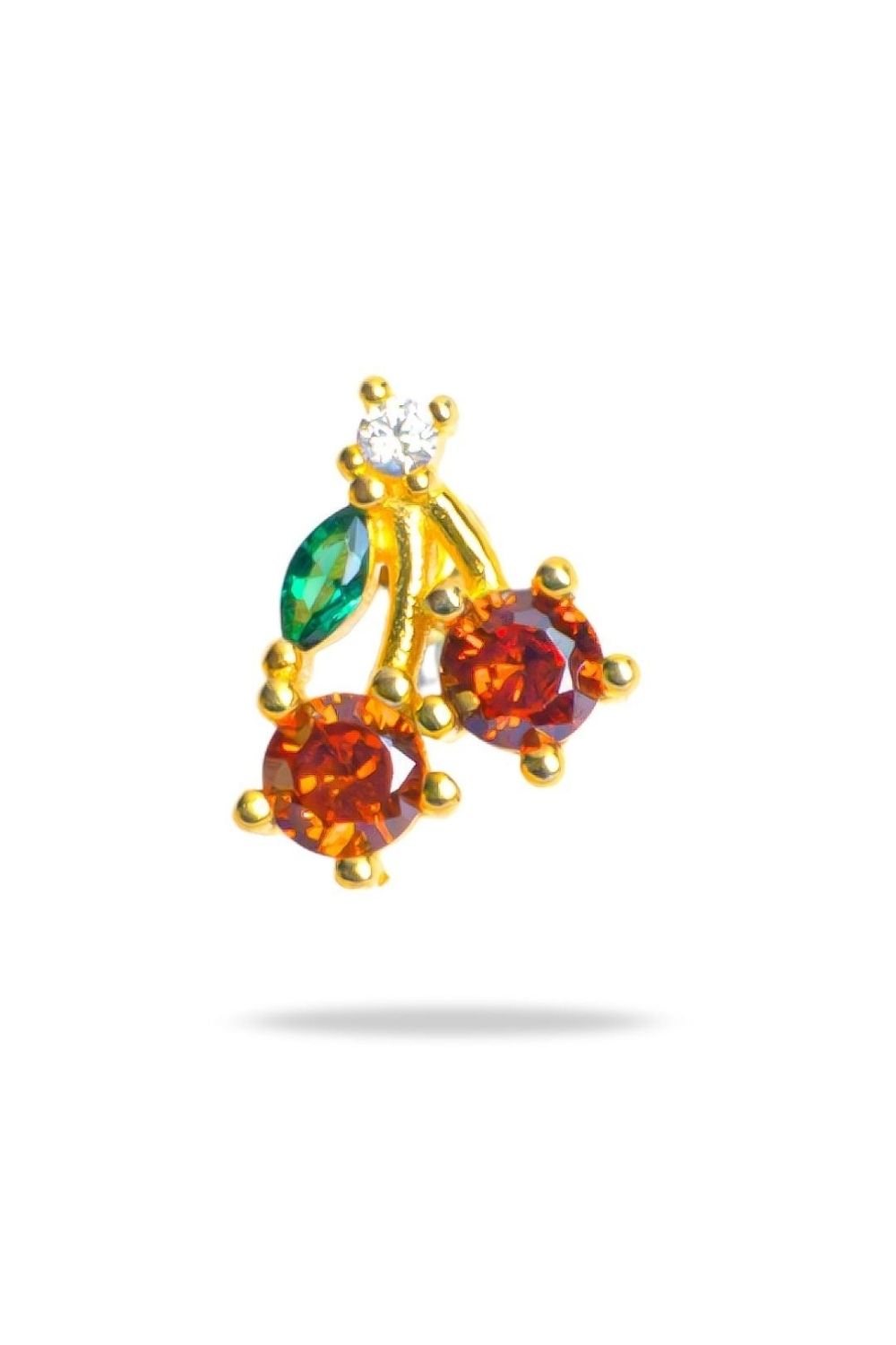 Red Cherry Baby Earrings in 18K gold by Piayuli