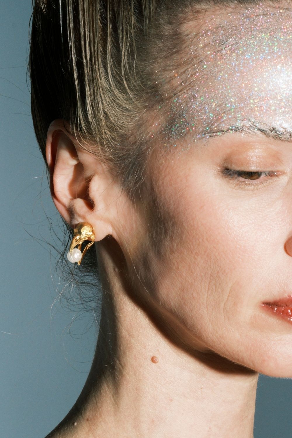 Natural sea pearl detail on the Wisdom Pearl Earrings by Piayuli