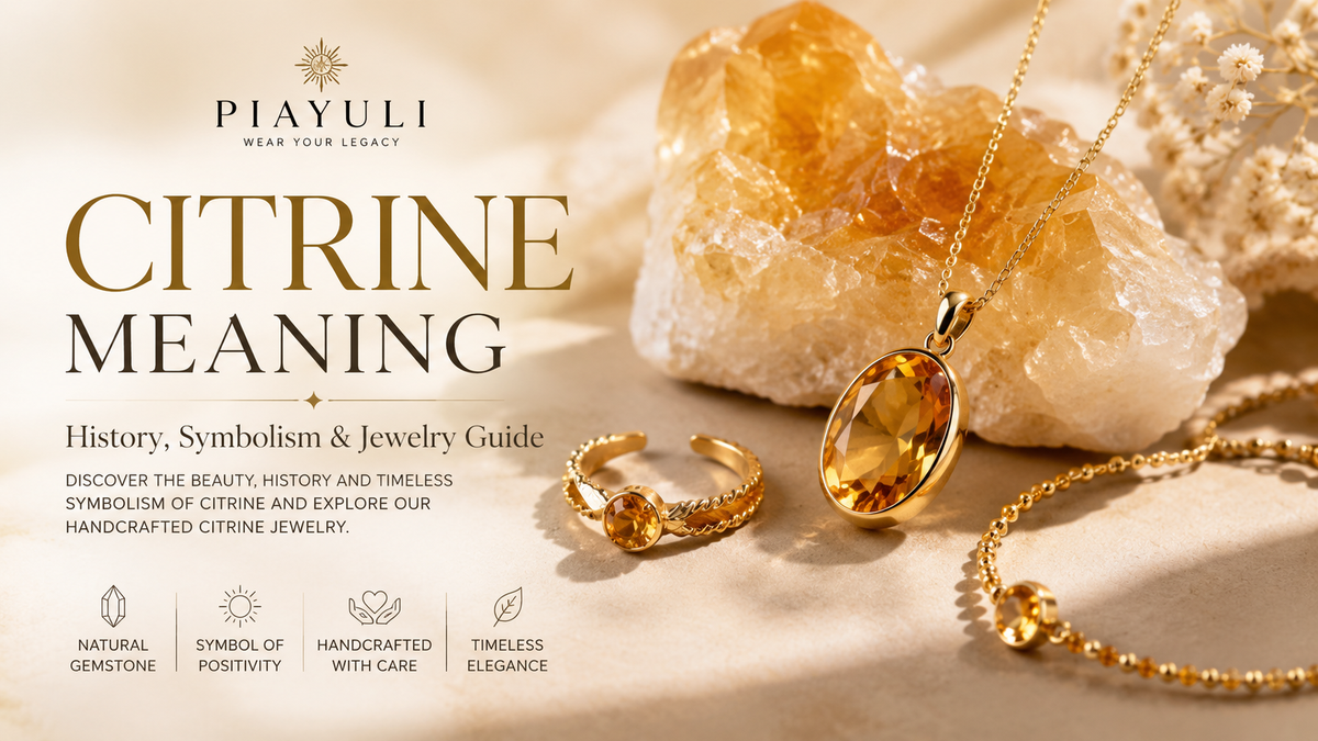 Natural citrine gemstone with handcrafted Piayuli citrine jewelry