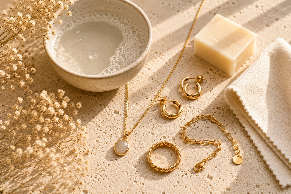 Expert guide showing how to clean gold-plated jewelry safely at home