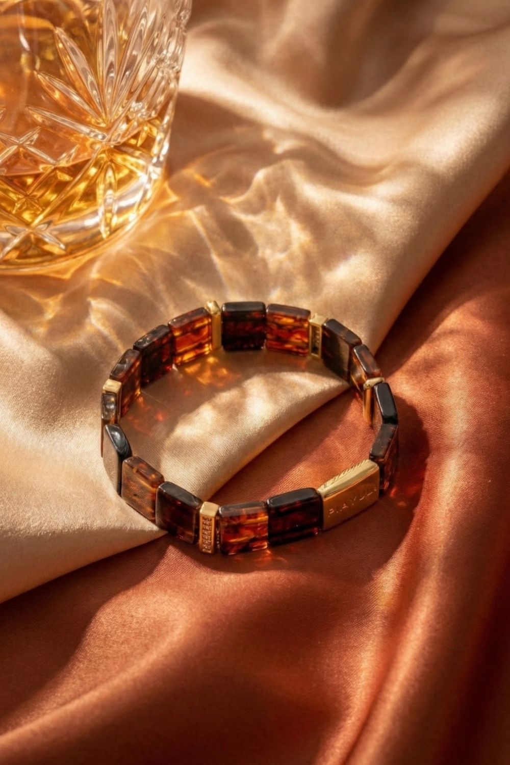 Woman wearing Piayuli Amber Natural Stone Strength Bracelet