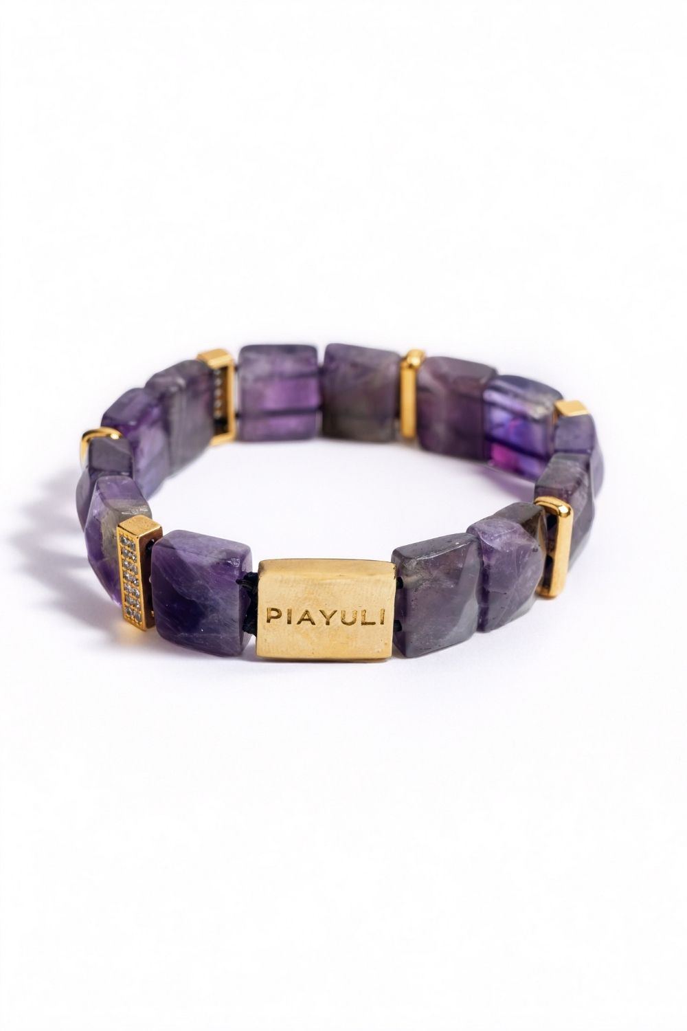 Piayuli Amethyst Natural Stone Bracelet with gold plated details