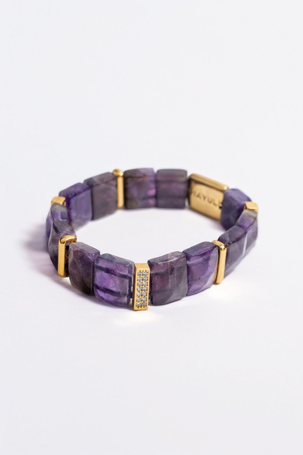 Natural amethyst gemstone detail on the Piayuli bracelet