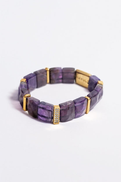 Natural amethyst gemstone detail on the Piayuli bracelet