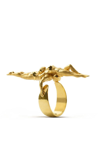 Piayuli Balance Ring featuring intertwined sculptural figures