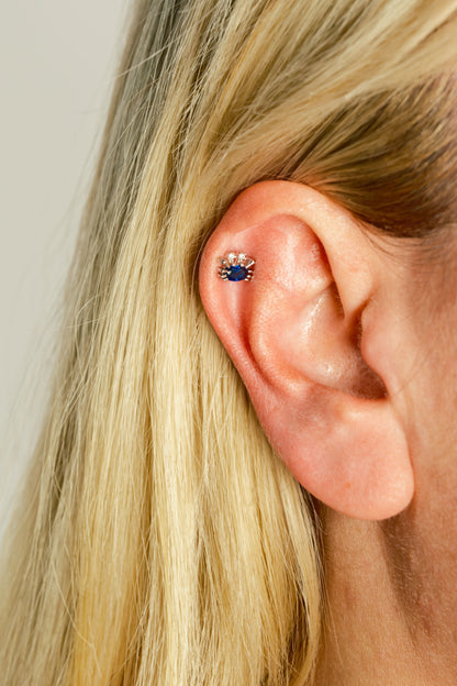Side view of Blue Crab baby earrings by Piayuli