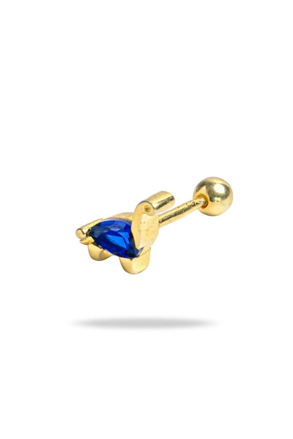 Side view of Blue Dinosaur baby earrings by Piayuli