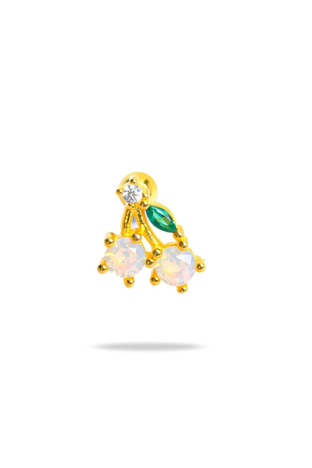 Cherry baby earrings in 18K gold by Piayuli