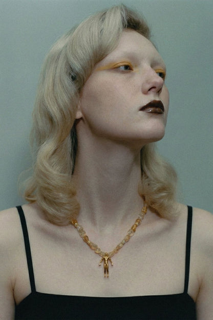Natural citrine gemstone detail on Citrine Abundance Necklace