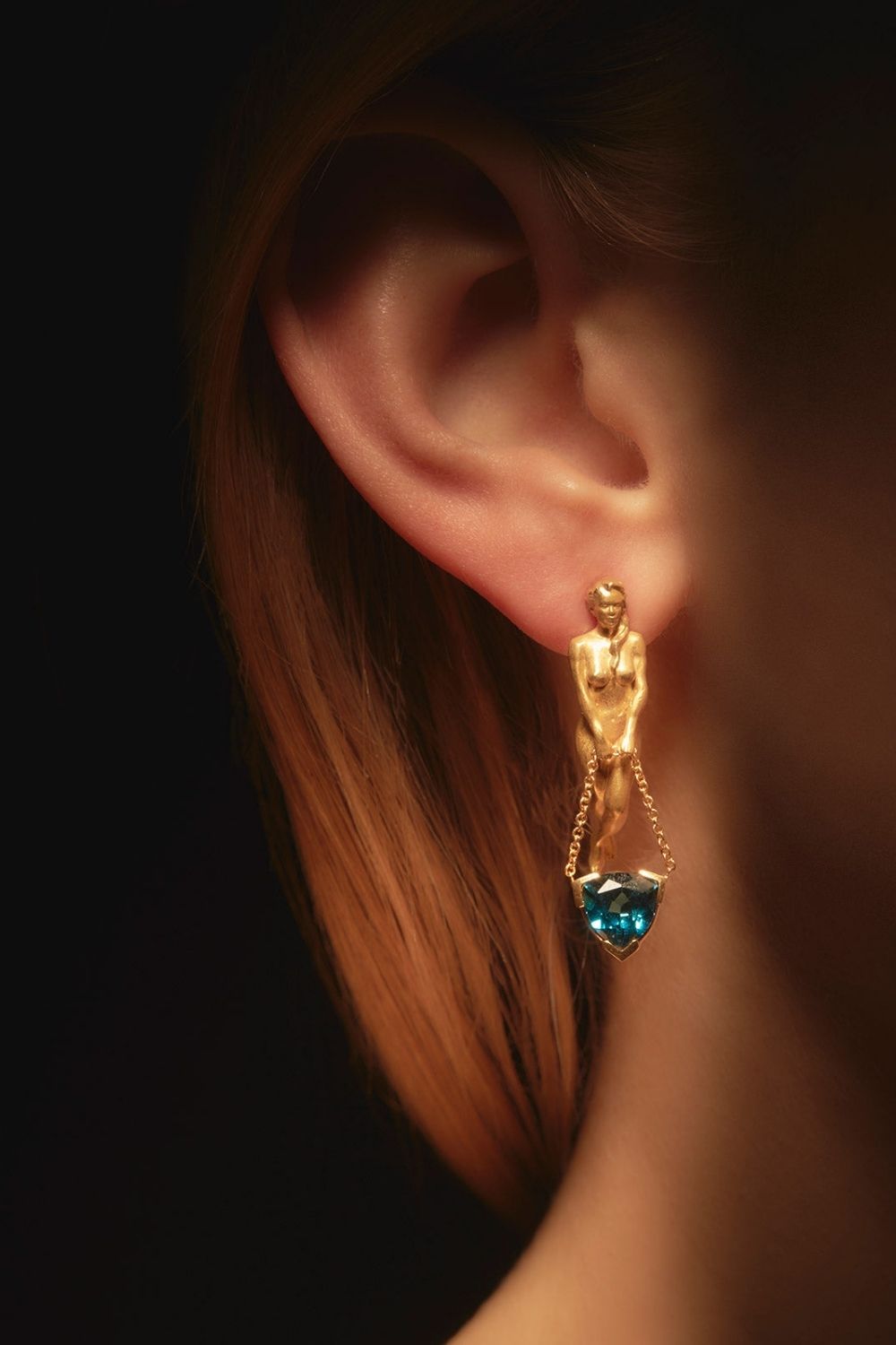 12ct blue topaz gemstone detail on Divine Duo Earrings