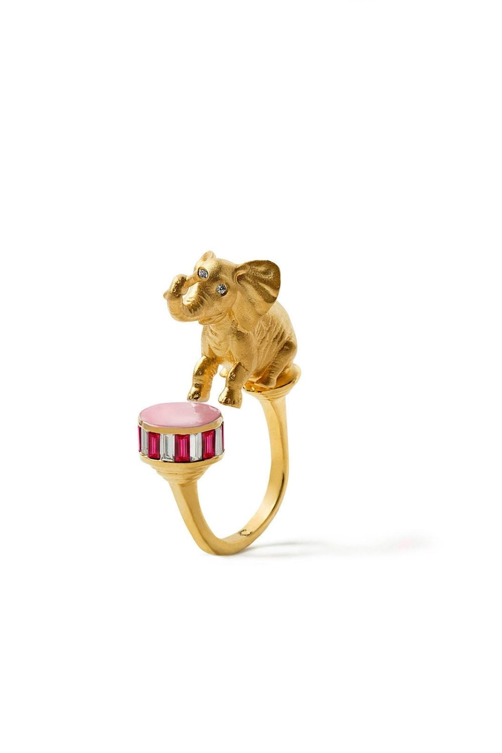 Close-up detail of the Dumbo Ring featuring sculptural elephant design