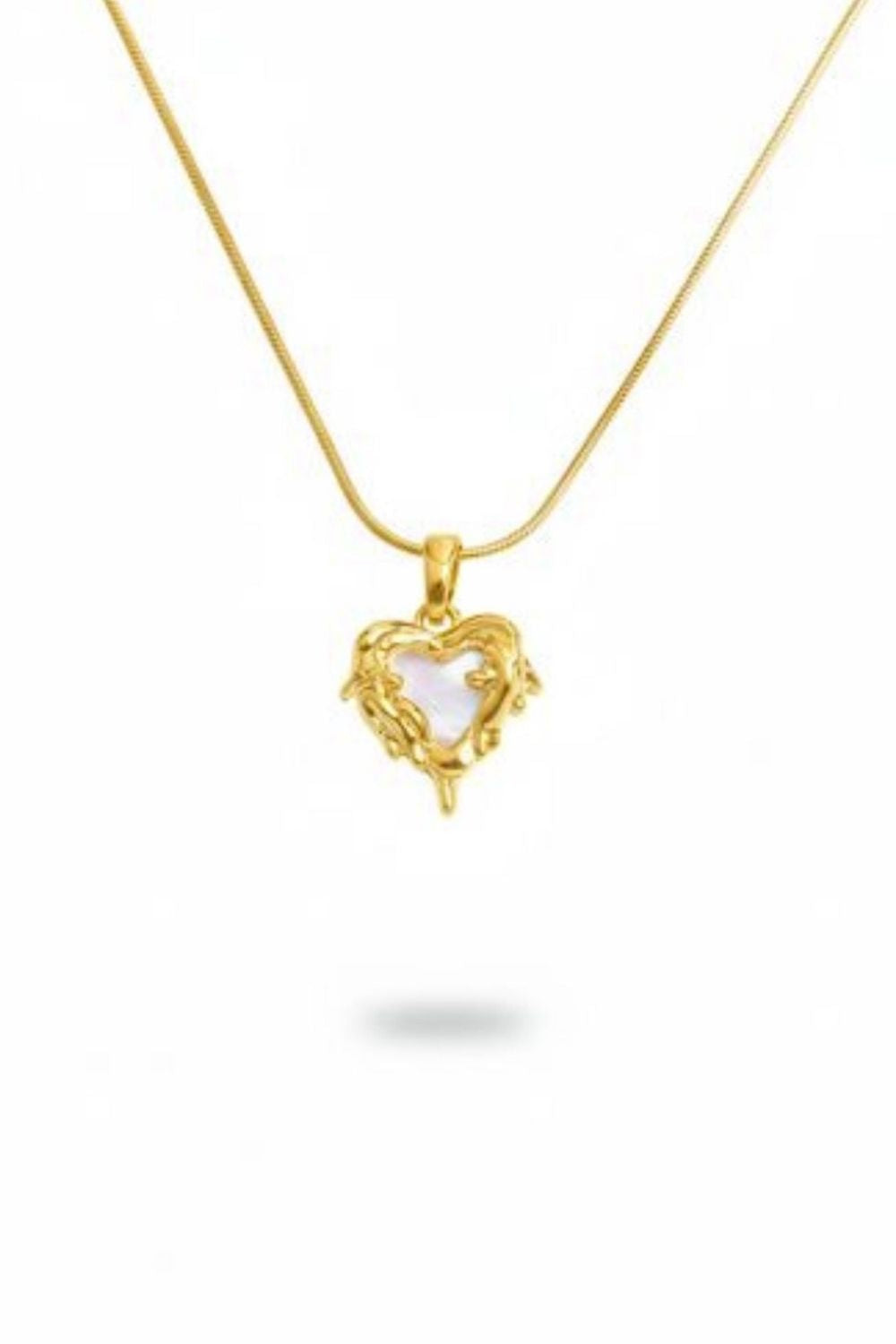 Flowing Mother of Pearl Heart Necklace by Piayuli