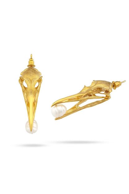 Piayuli Freedom Pearl Earrings handcrafted in 22K gold plated brass