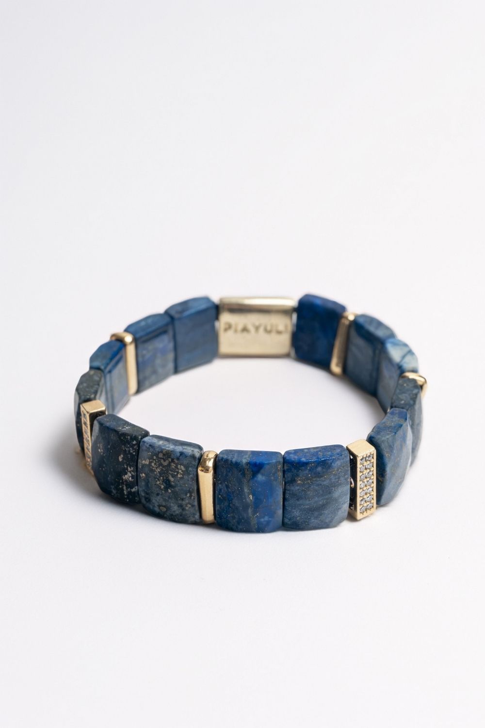 Natural lapis lazuli gemstone detail on the Piayuli bracelet