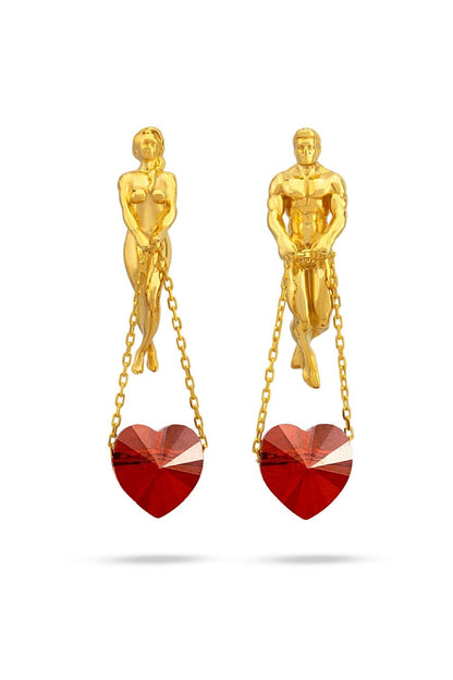 Piayuli Lovers Earrings handcrafted in 22K gold plated brass