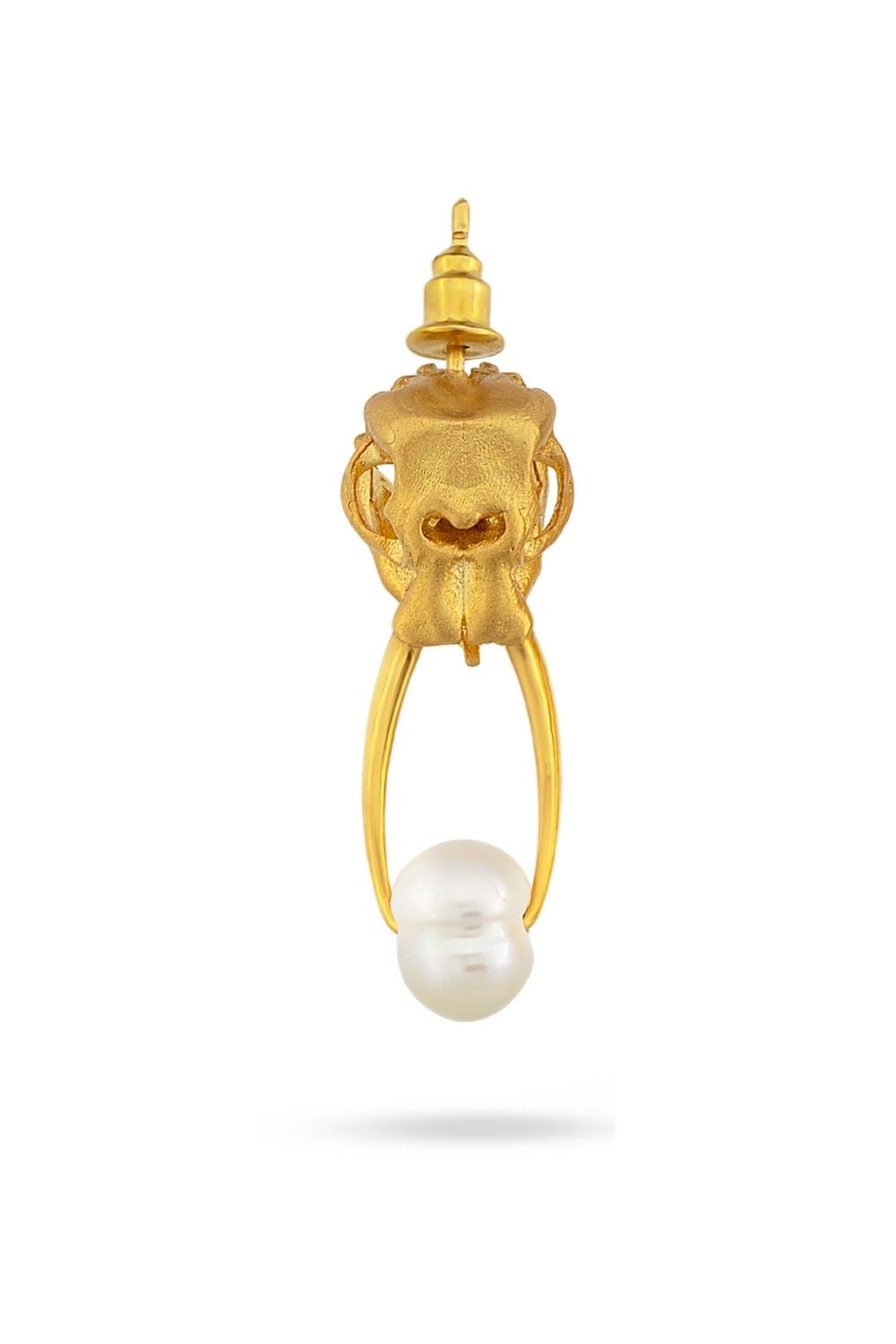 Piayuli Lucky Pearl Earrings handcrafted in 22K gold plated brass