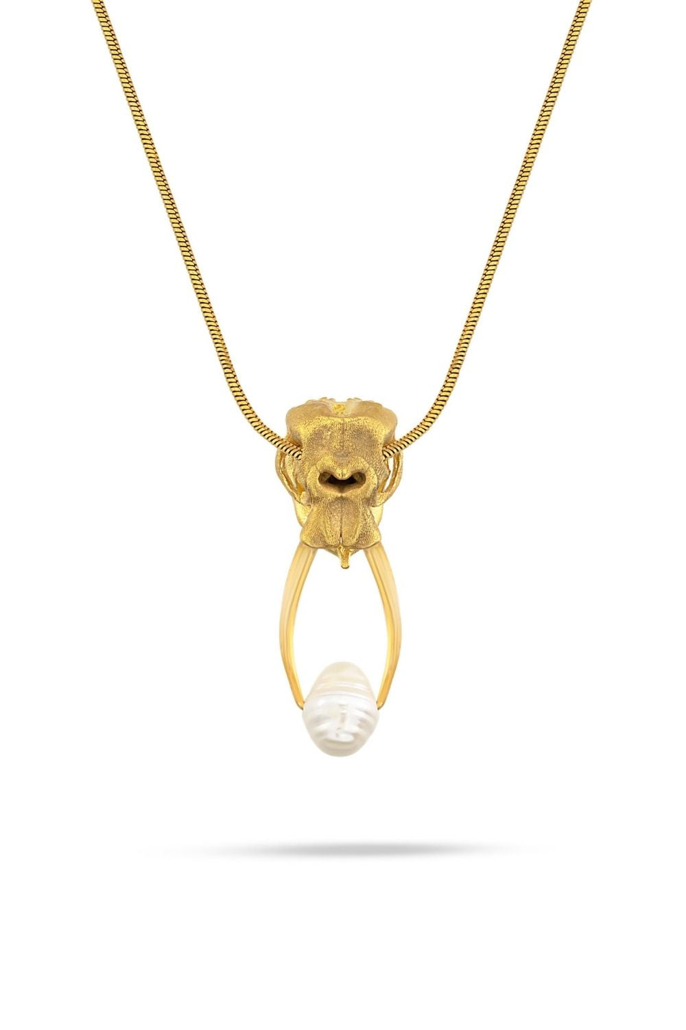Piayuli Lucky Pearl Necklace handcrafted in 22K gold plated brass