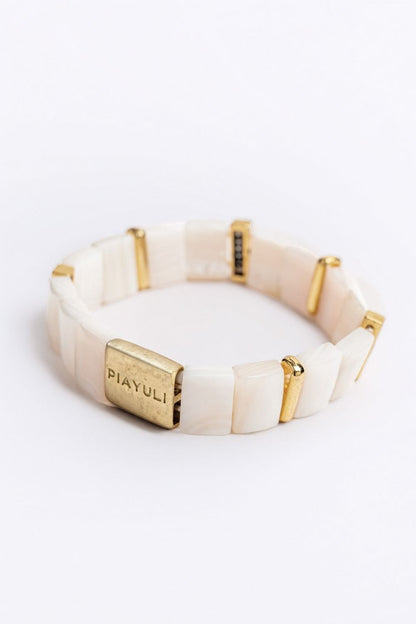 Natural mother of pearl gemstone detail on the Piayuli bracelet