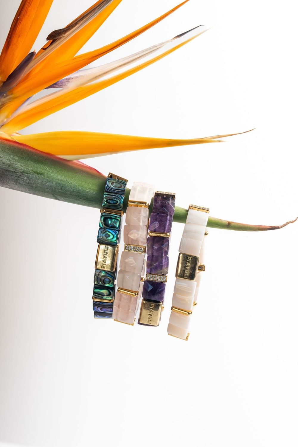 Woman wearing Piayuli Mother of Pearl Natural Stone Bracelet