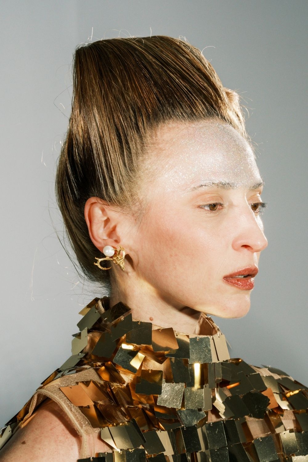Woman wearing My Deer Pearl Earrings by Piayuli