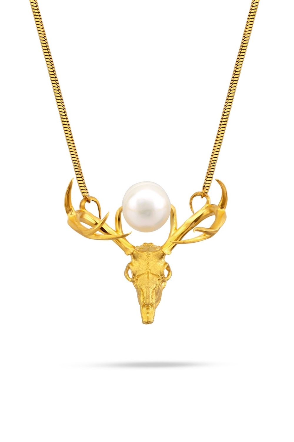 Piayuli My Deer Pearl Necklace handcrafted in 22K gold plated brass