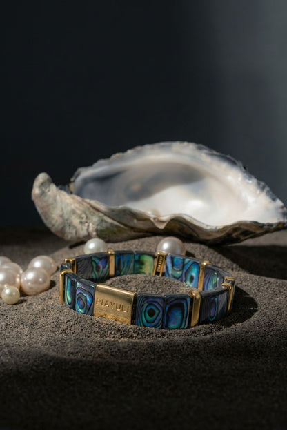 Luxury ocean mother of pearl bracelet inspired by freedom and emotional balance
