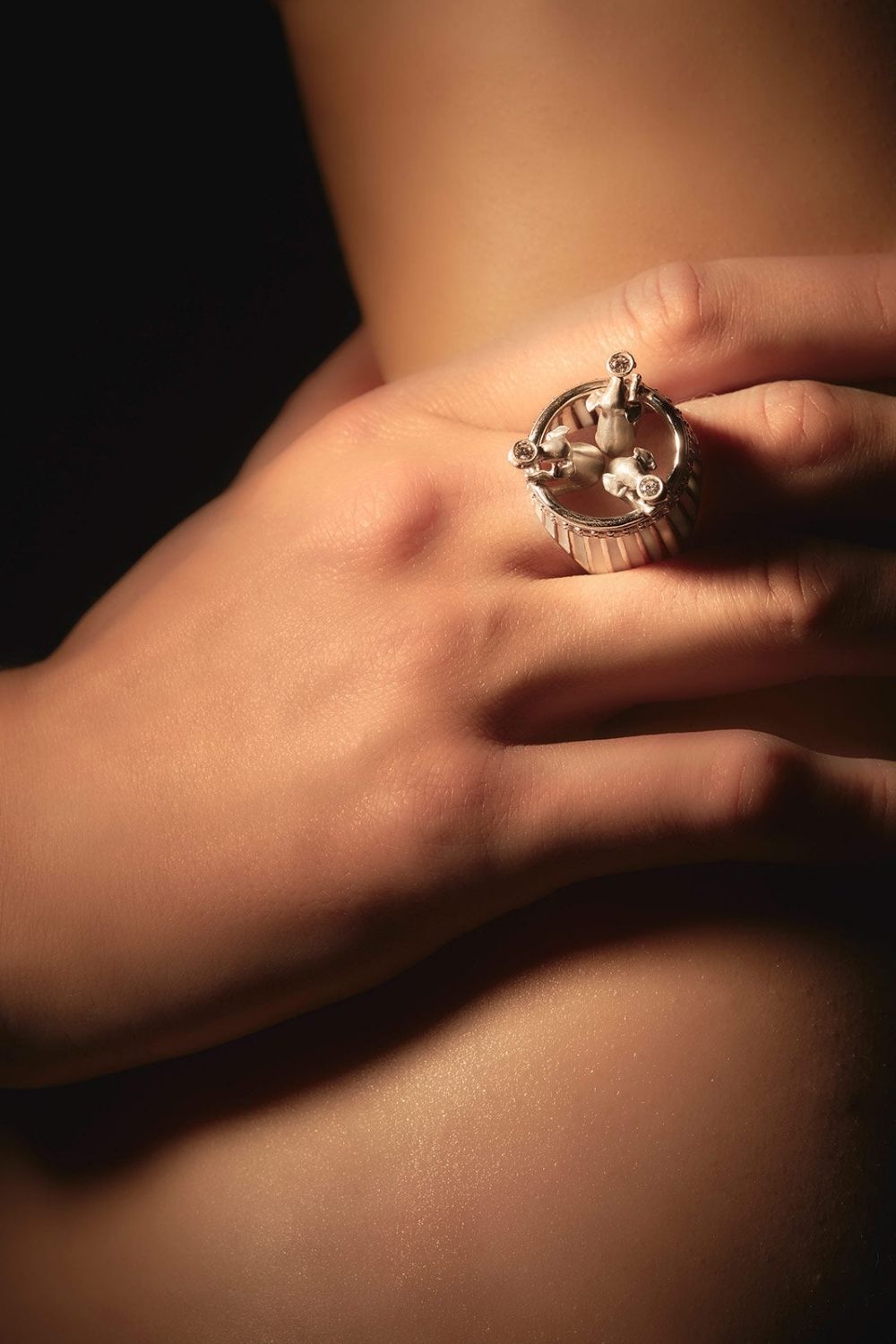 
Symbolic elephant ring representing perseverance and freedom
