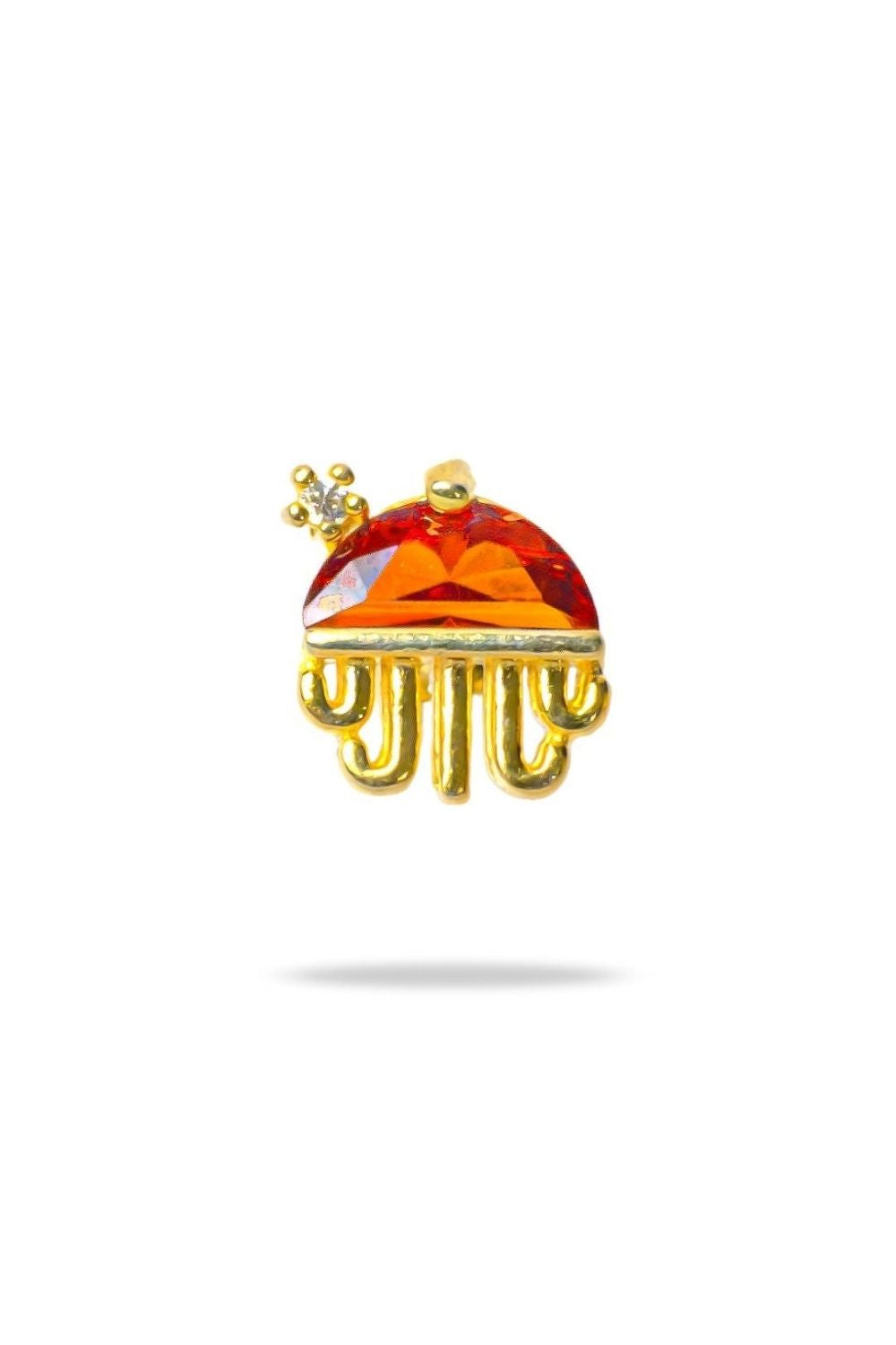 Orange Jellyfish baby earrings in 18K gold by Piayuli