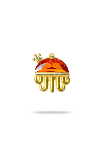 Orange Jellyfish baby earrings in 18K gold by Piayuli