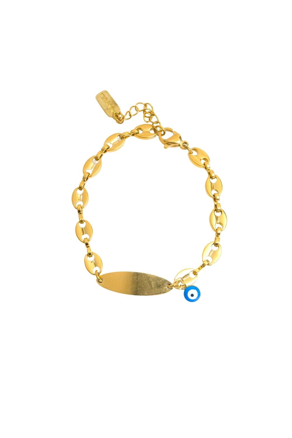 Personalized Oval Baby ID Bracelet in 14K gold by Piayuli