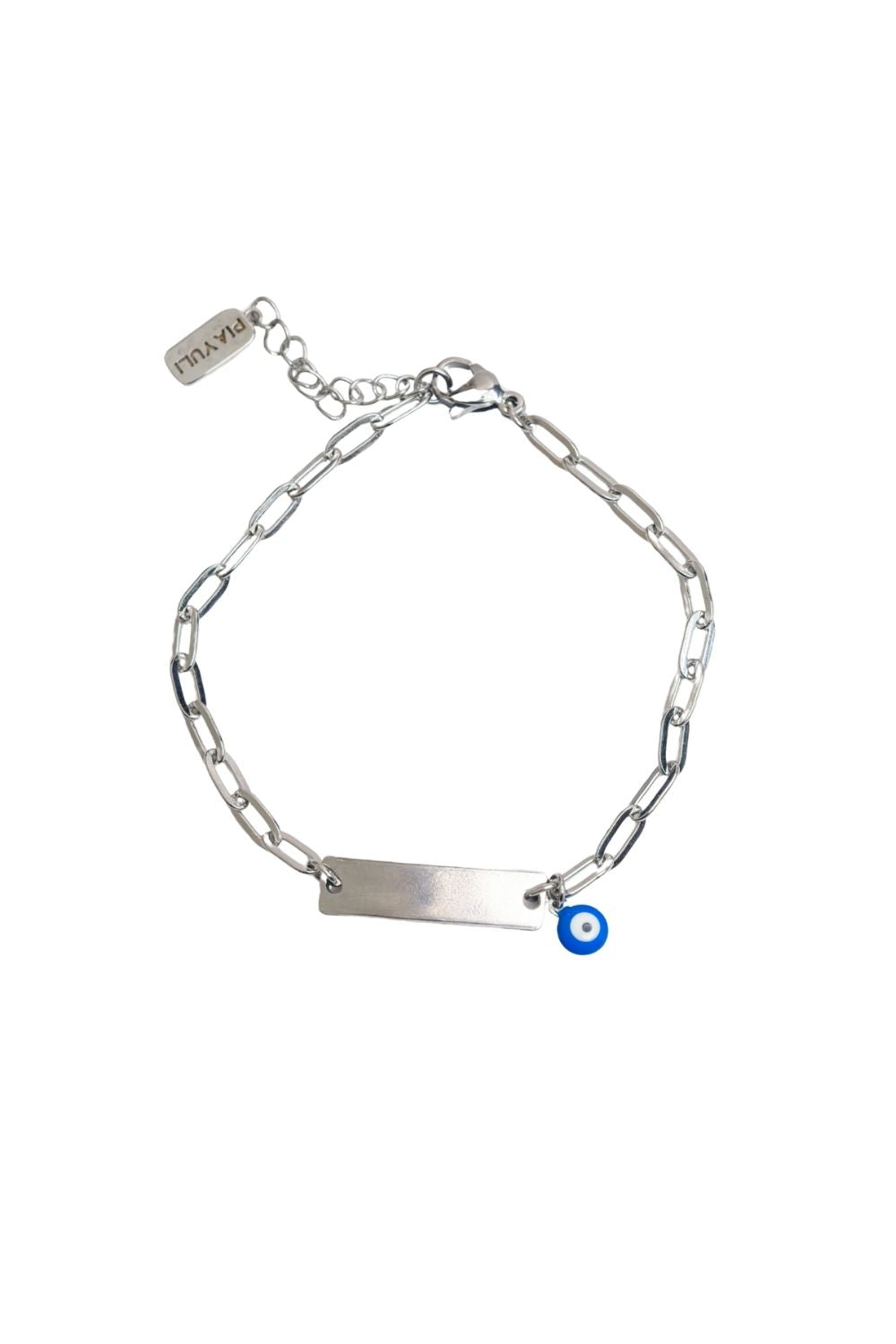 Personalized Rectangle White Gold Baby ID Bracelet by Piayuli
