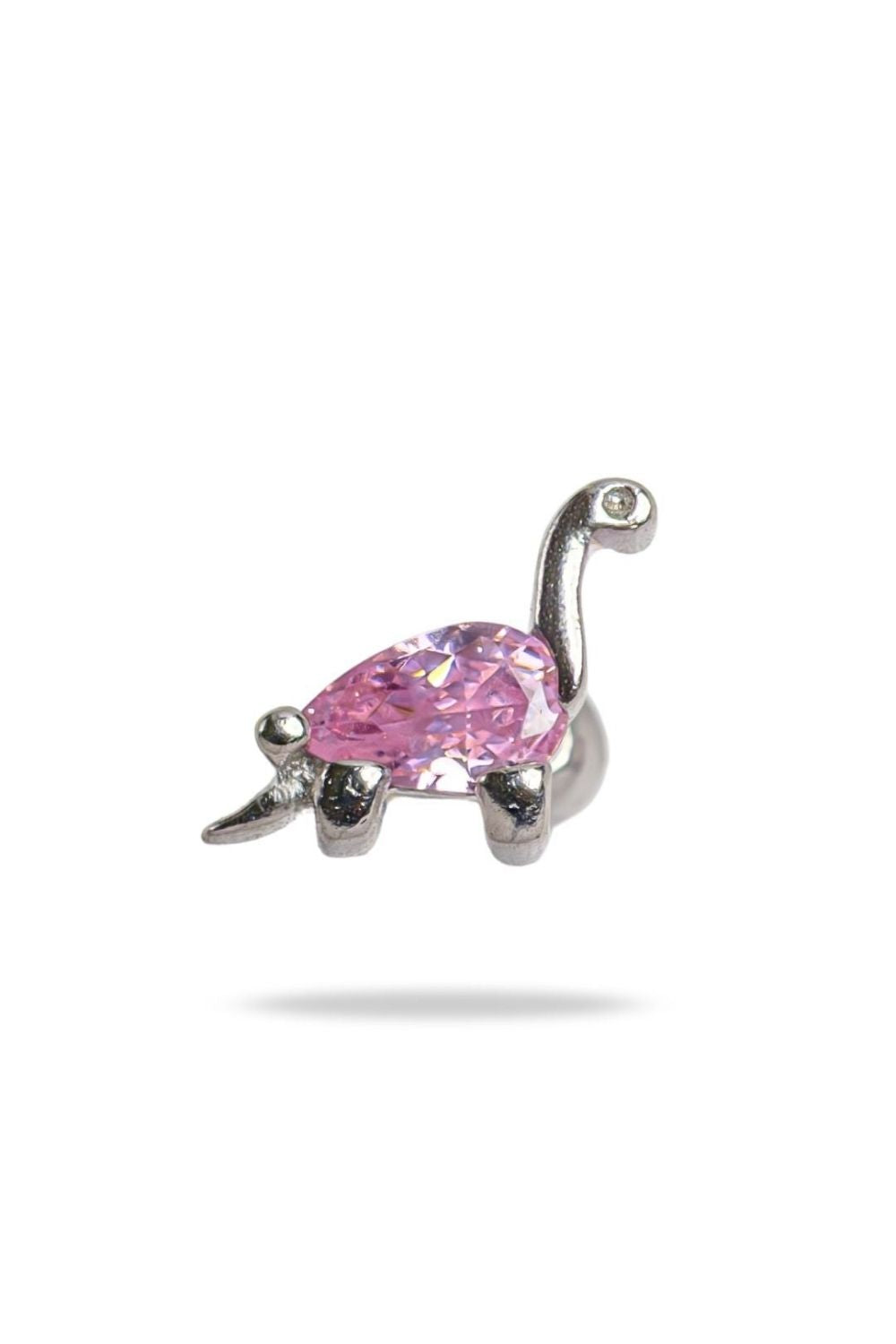 Pink Dinosaur Baby Earrings in 18K gold by Piayuli