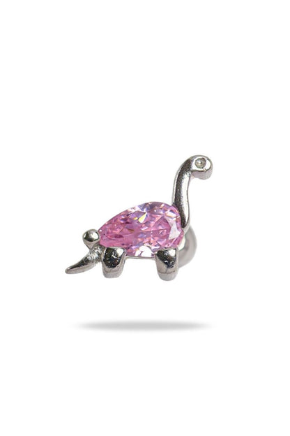 Pink Dinosaur Baby Earrings in 18K gold by Piayuli