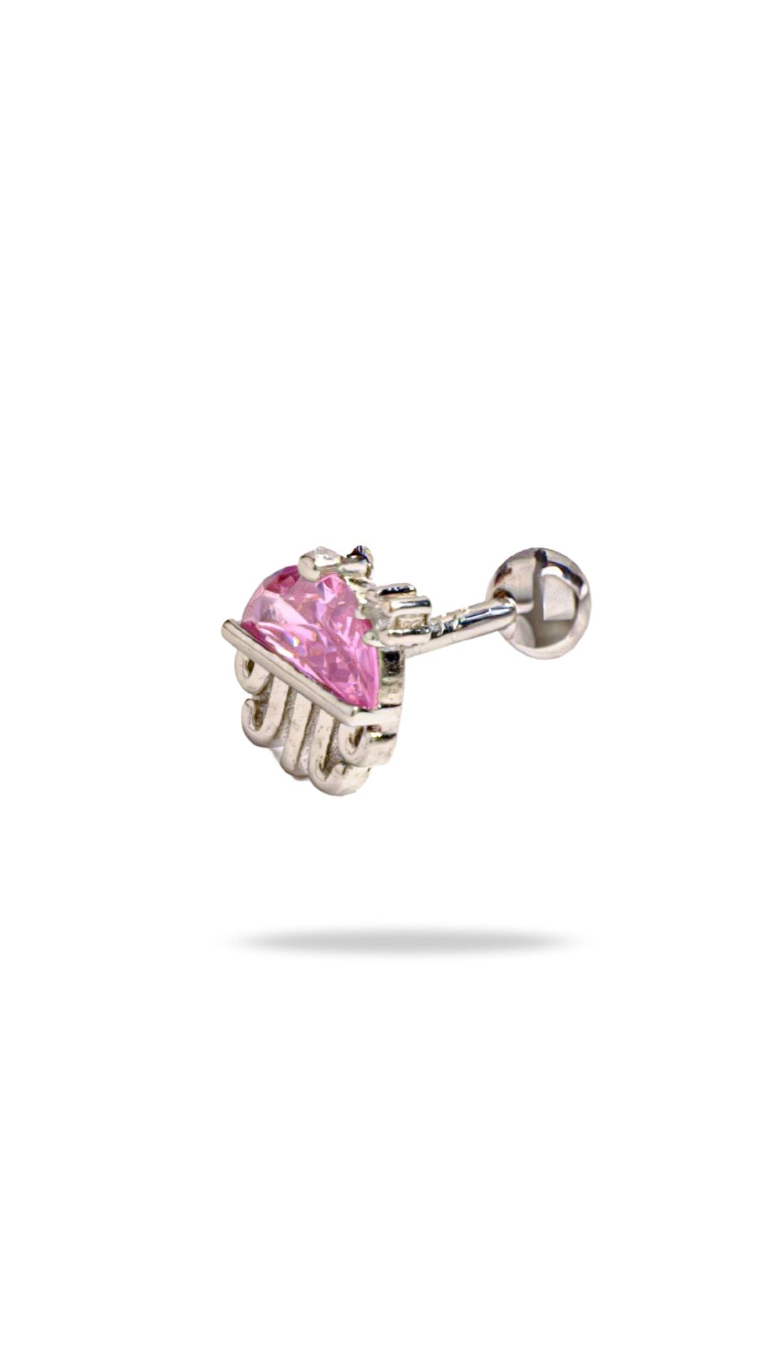 Special cut gemstone detail on Pink Mermaid baby earrings