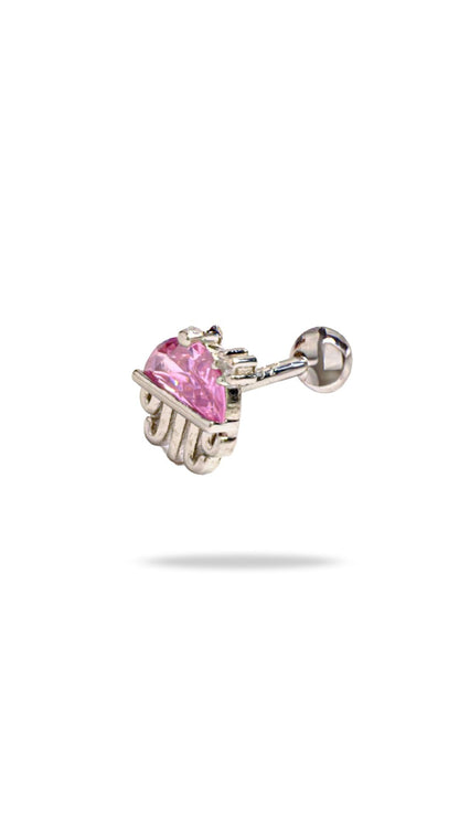 Special cut gemstone detail on Pink Mermaid baby earrings