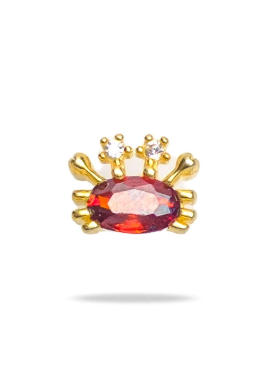 Red Crab baby earrings in 18K gold by Piayuli