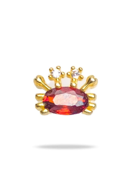 Red Crab baby earrings in 18K gold by Piayuli