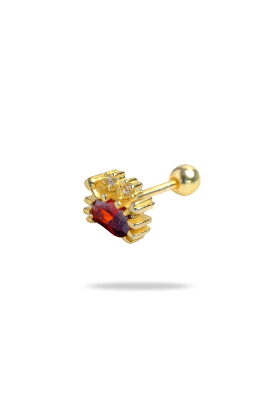 Special cut gemstone detail on Red Crab baby earrings